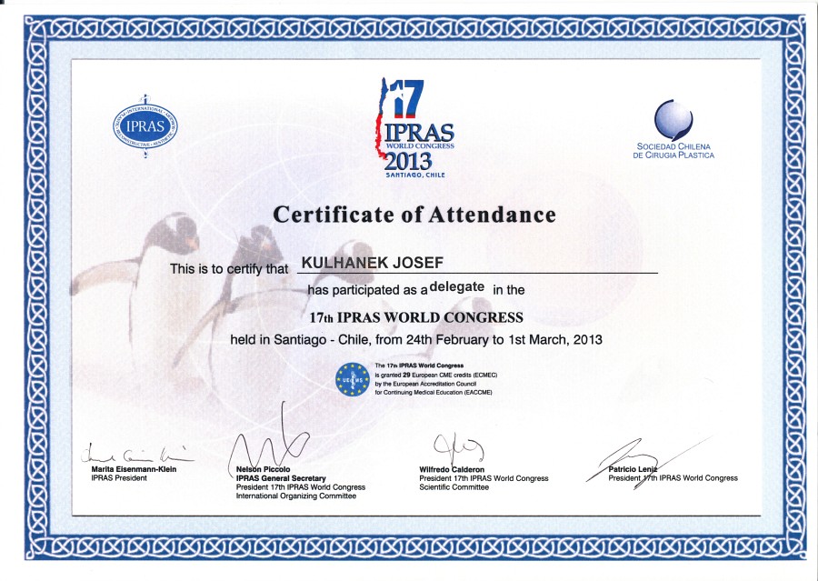 Certifikát IPRAS 2013